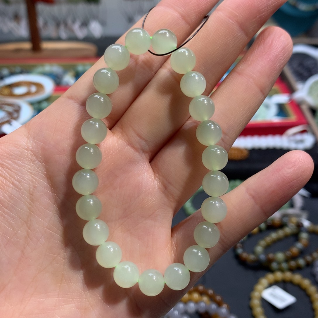 和田玉手链未镶嵌冰底浅晴水