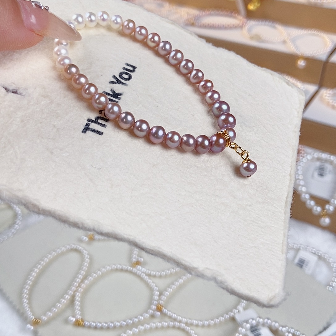 手绳银S925镶嵌淡水珍珠