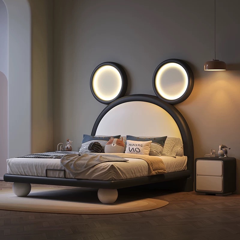 【漪家寝具 儿童床男女孩网红米奇床实木现代简约发光米奇床