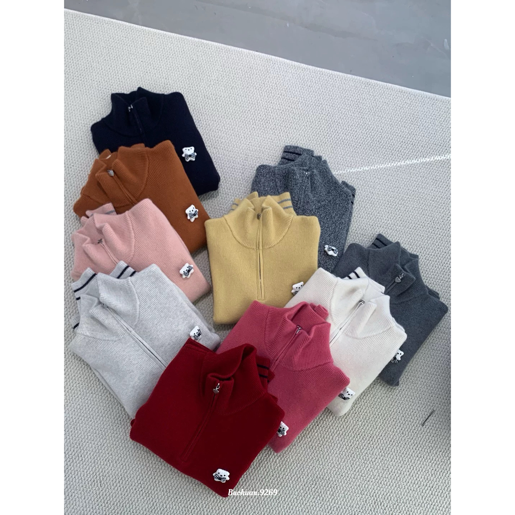 9269 小熊挂件！半拉链套头毛衣