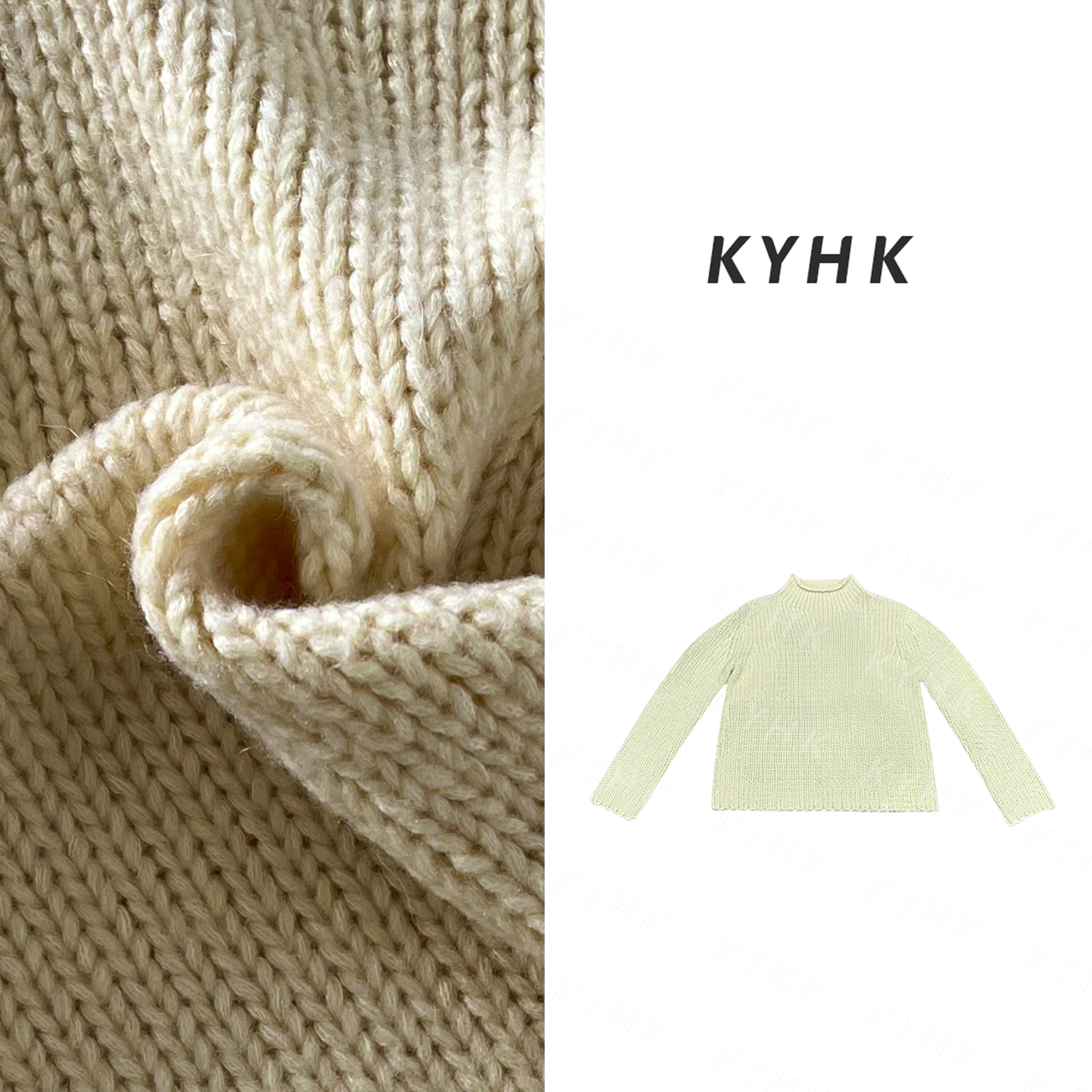 KYHK复古休闲简约百搭纯色粗针半高领毛衣241253