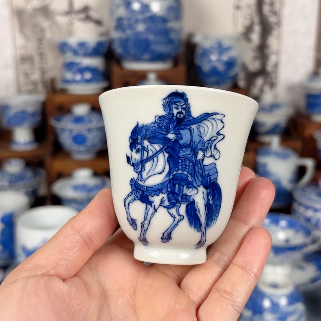 杯大**贸青花瓷器手绘作品杯