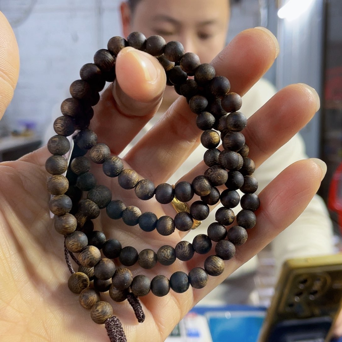 沉香手串棋楠张勺子圆珠长串0.6/16克多样性发一