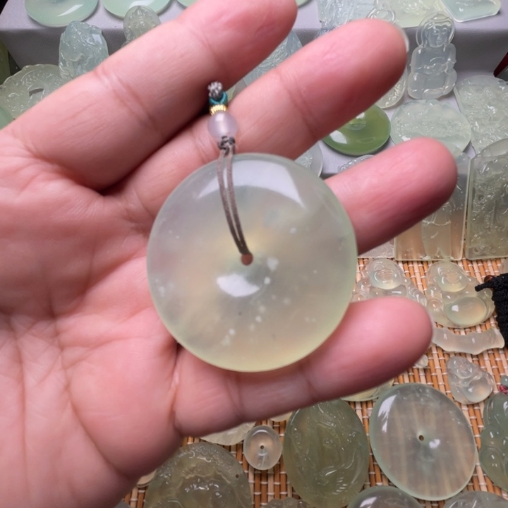 岫玉吊坠(赠链)银S925镶嵌