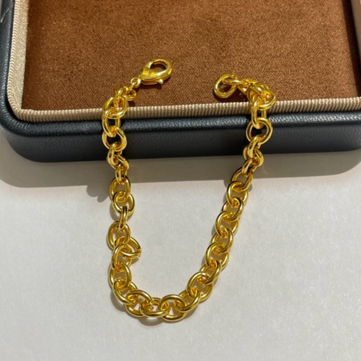 925银手链 手工粗圈手链复古简约