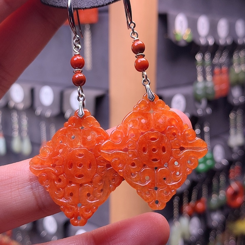 【闪购商品】翡翠耳饰银S925镶嵌神***大满意