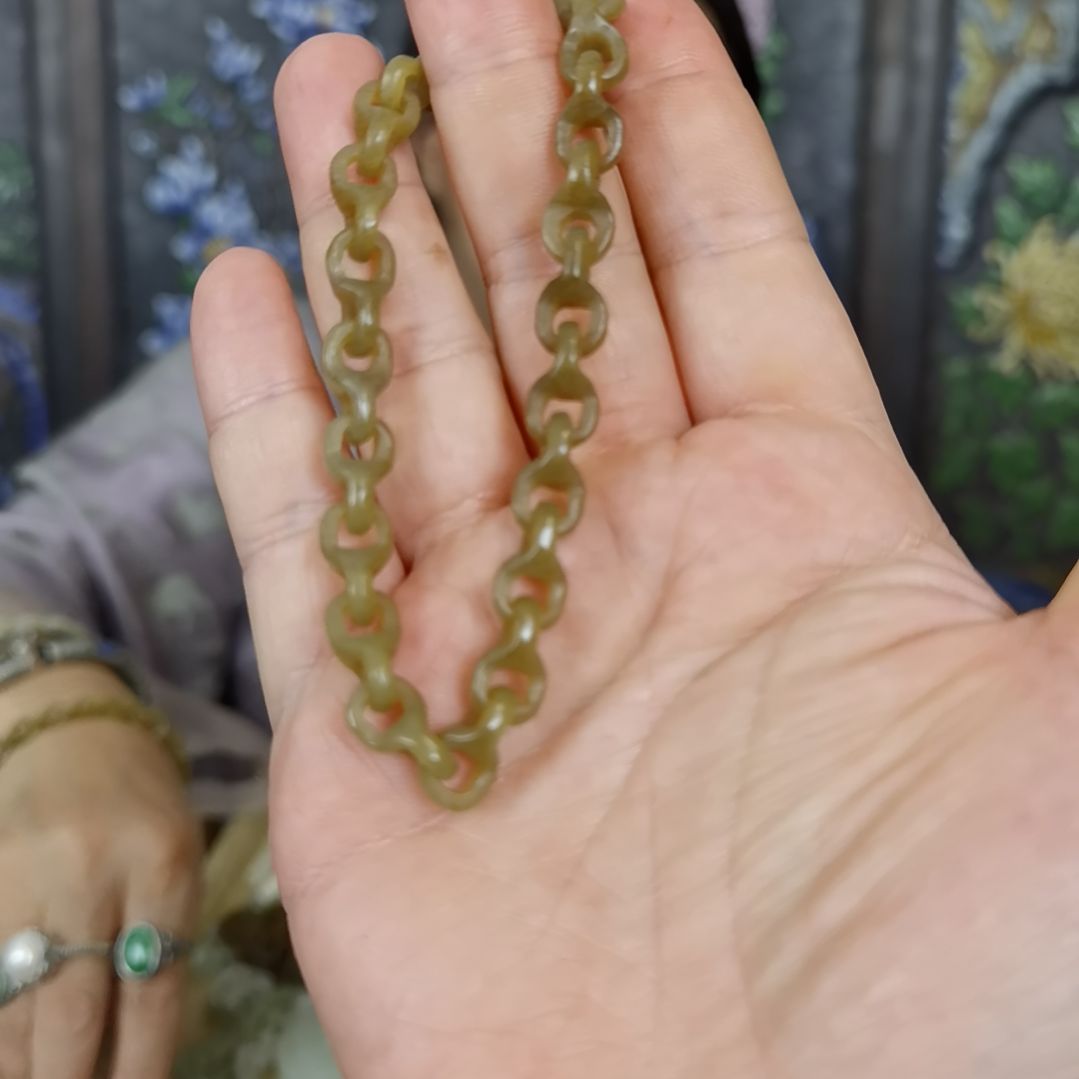 未镶嵌手链和田玉（糖玉）草*平手链