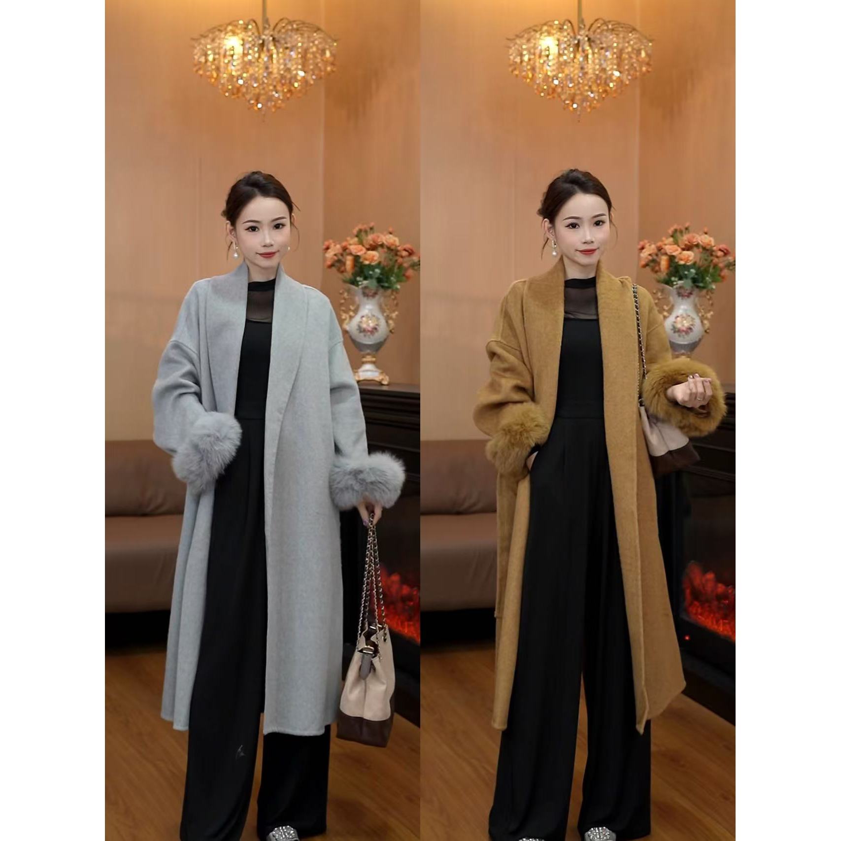 【格芮欧典】高级感大狐狸毛圈羊毛大衣BQY118