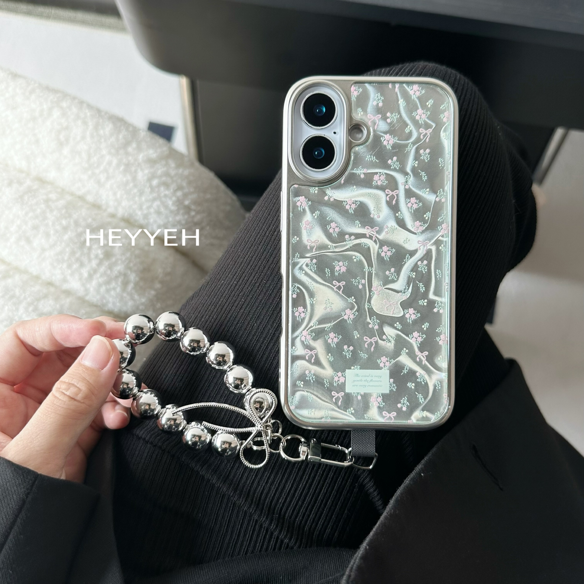 韩式水波纹绿色碎花iPhone16适用苹果15pro max手机壳14小众13