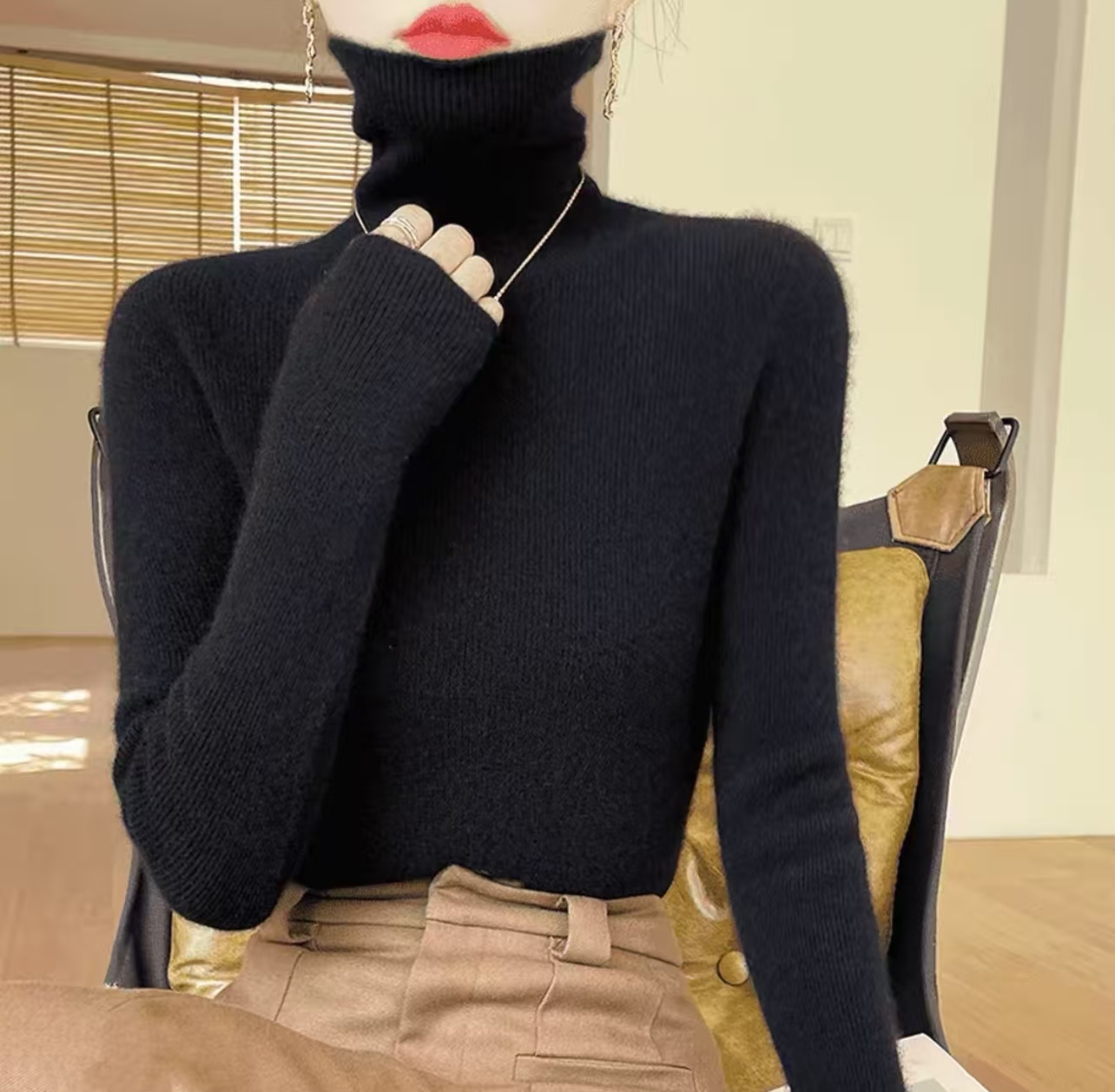 【抗起球羊毛衫】无缝一体绵羊毛衫堆堆领显瘦打底