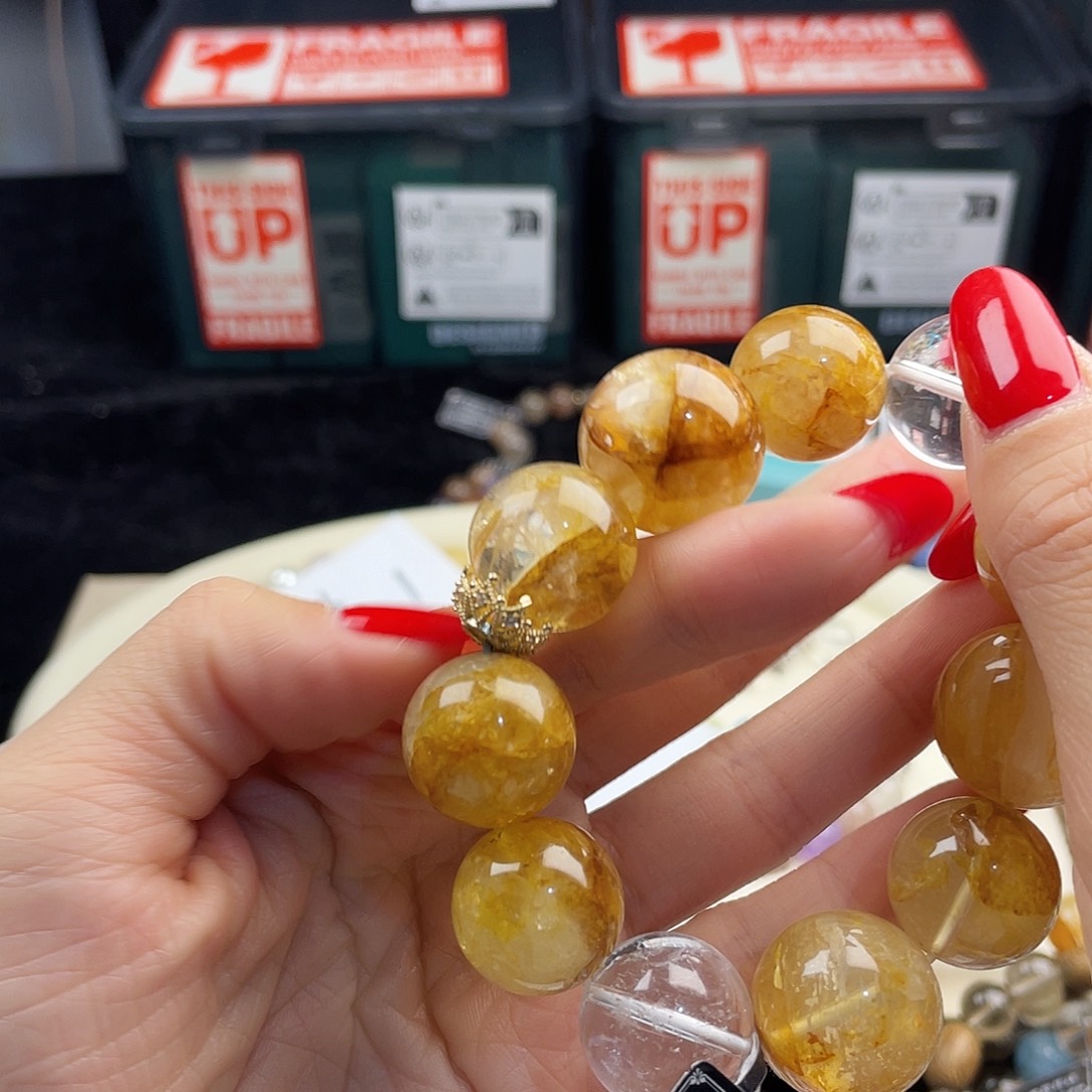 烟晶手链银S925镶嵌