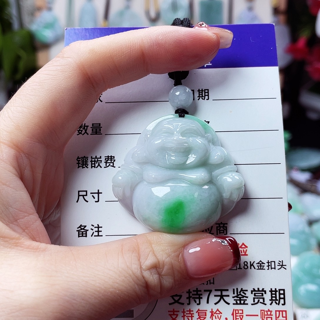 翡翠未镶嵌颈饰佛公02
