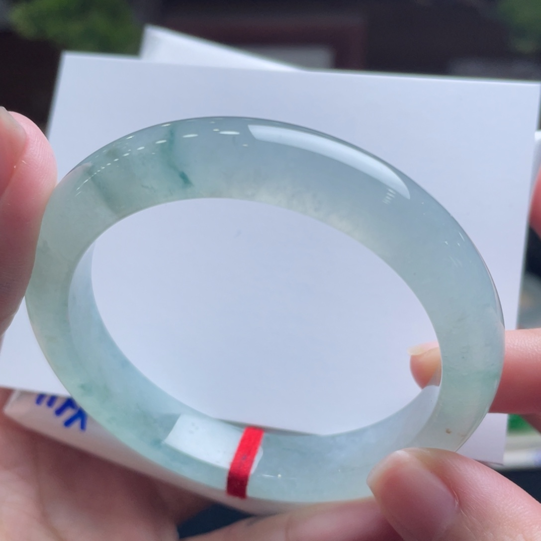 翡翠未镶嵌手镯52.3蓝冰蓝花 强推 