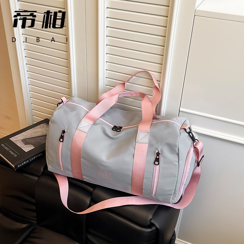 纯色圆筒款透气日韩款式旅行包训练包旅游袋旅行袋单肩