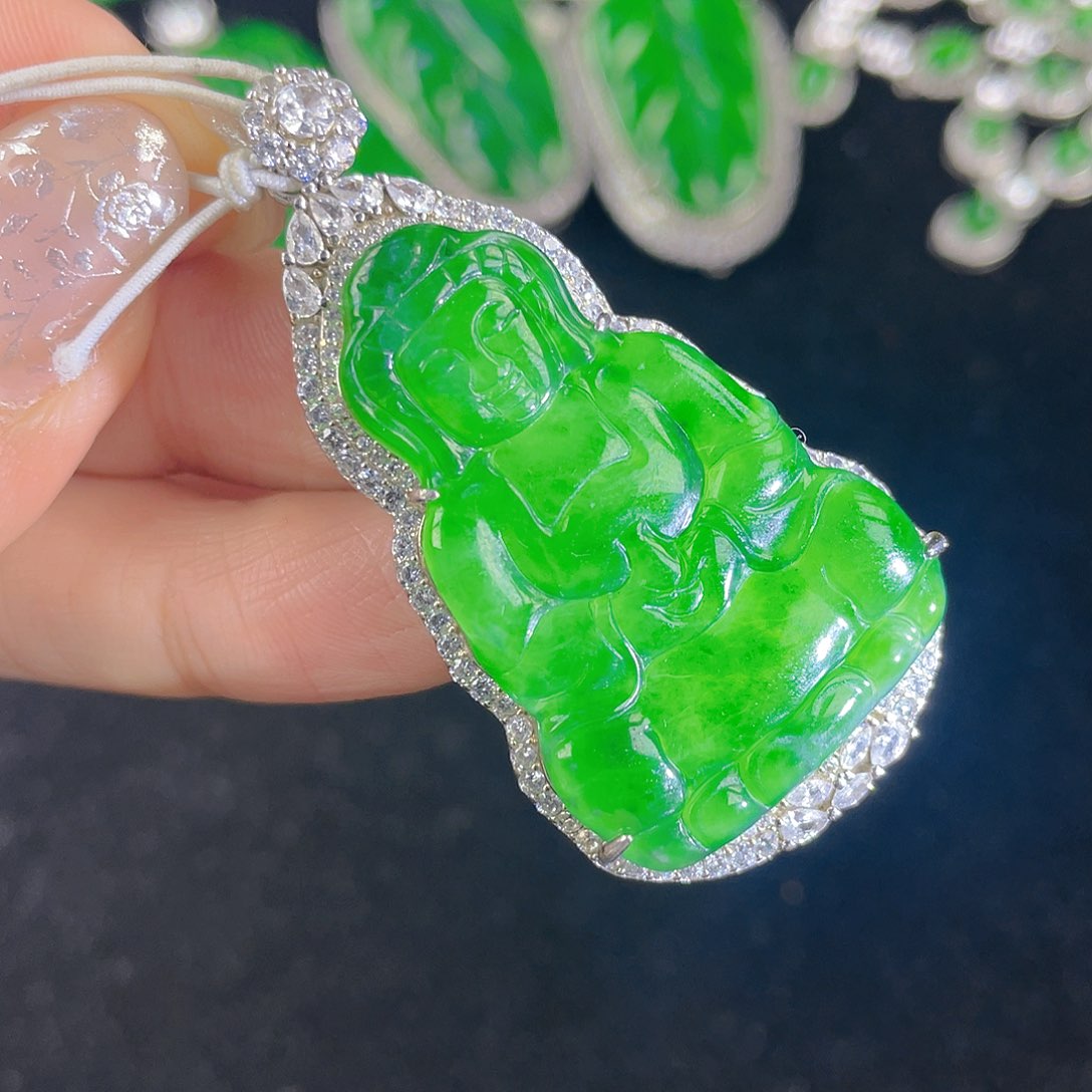 翡翠吊坠(不含链)银S925镶嵌