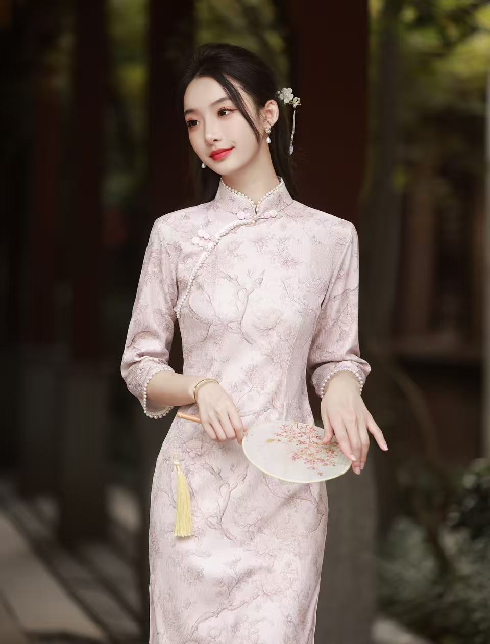 806 年轻款民国风重工珠珠《花间意》旗袍