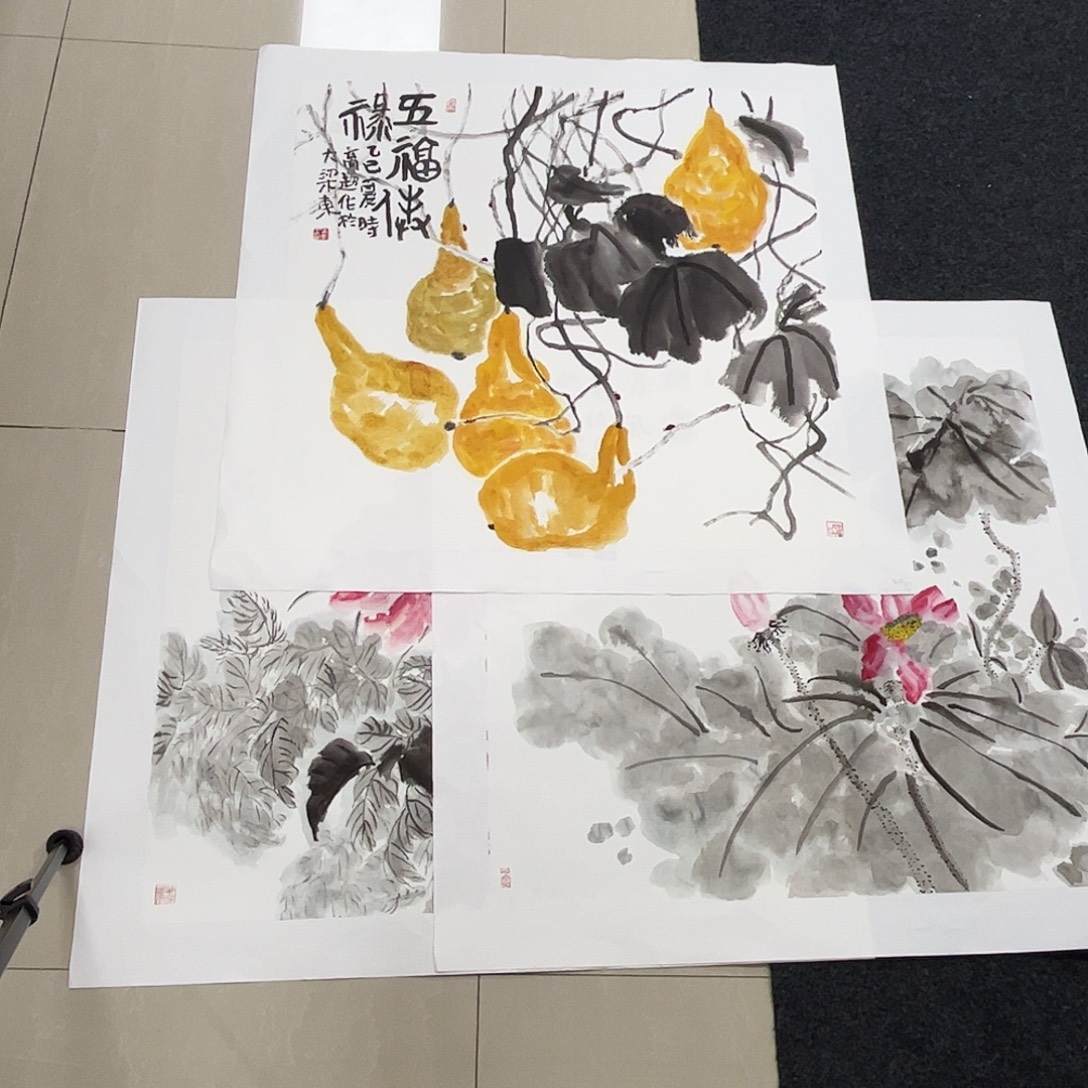 西***板国画高超老师四尺斗方花鸟作品旭3
