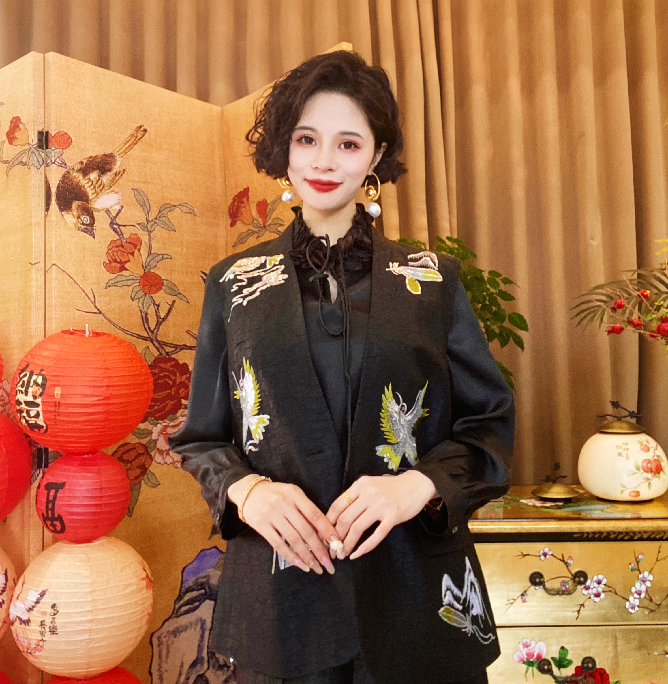 FSSIA鸿影丨中式国风复古100桑蚕丝香云纱重工刺绣马甲MH-GD78