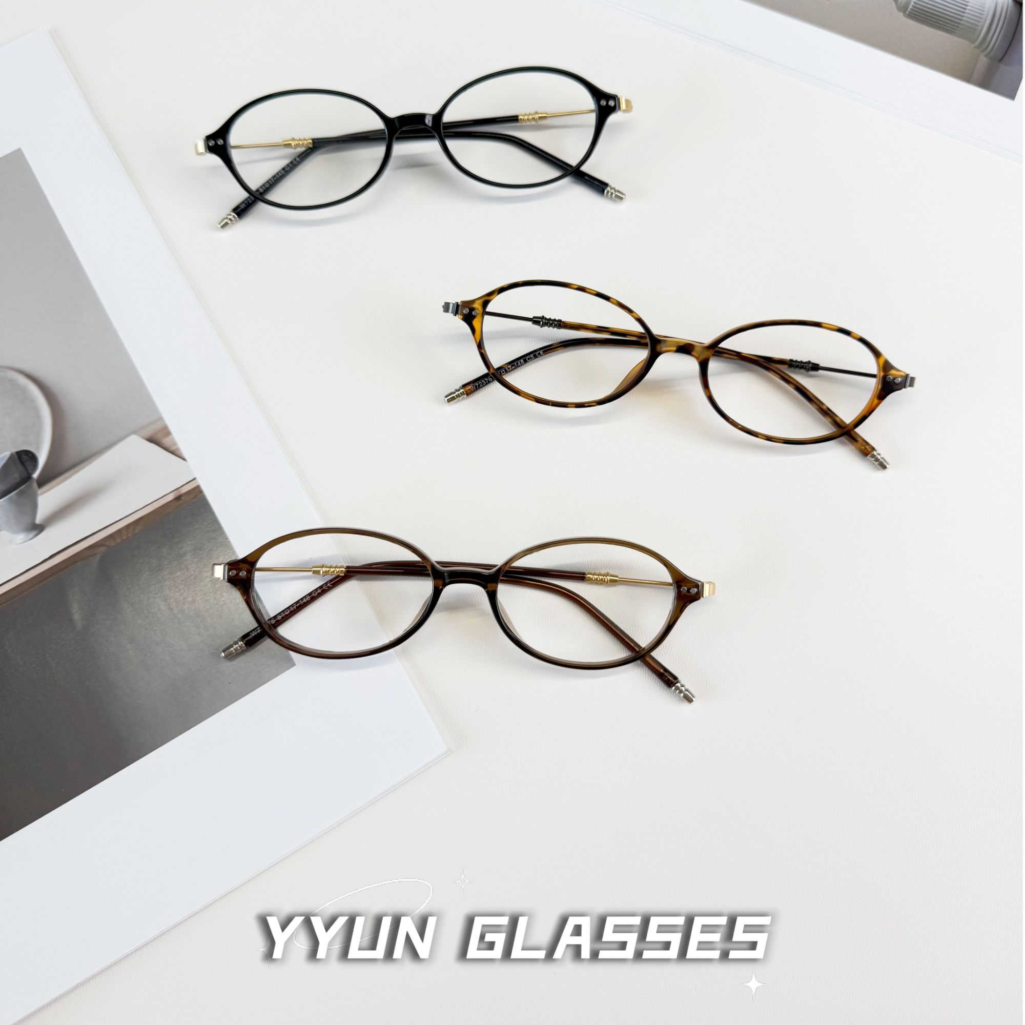 复古玳瑁眼镜椭圆小框超轻近视可配有度数素颜显脸小平光眼镜