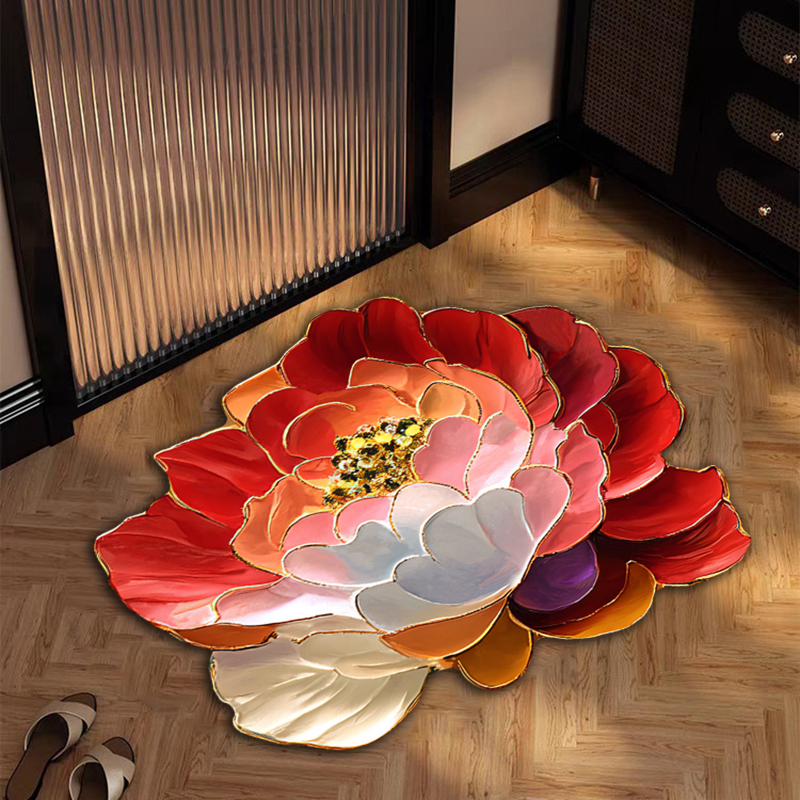 金牡丹浴室地垫硅藻泥吸水速干防滑脚垫家用卫生间地垫新中式