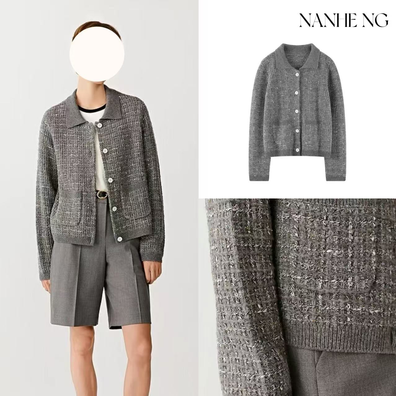 51105A秋冬新款针织开衫小香风外套轻奢高级感