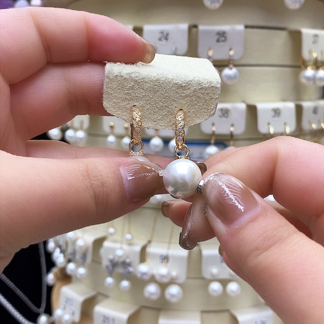 淡水珍珠耳饰银S925镶嵌