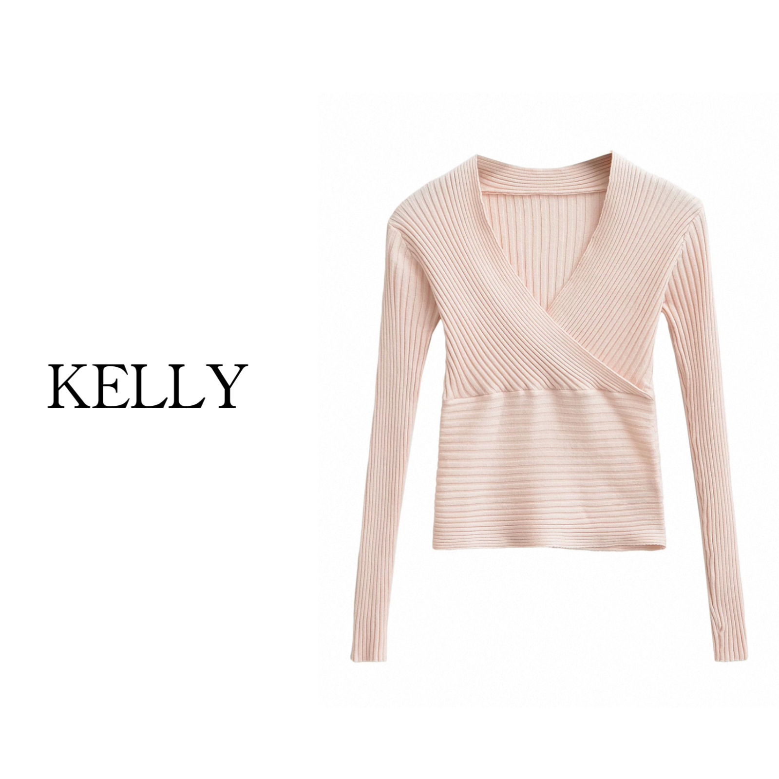 KELLY/浅梦针织/秋季V领长袖针织衫/温柔系打底衫/亲肤细腻纱线