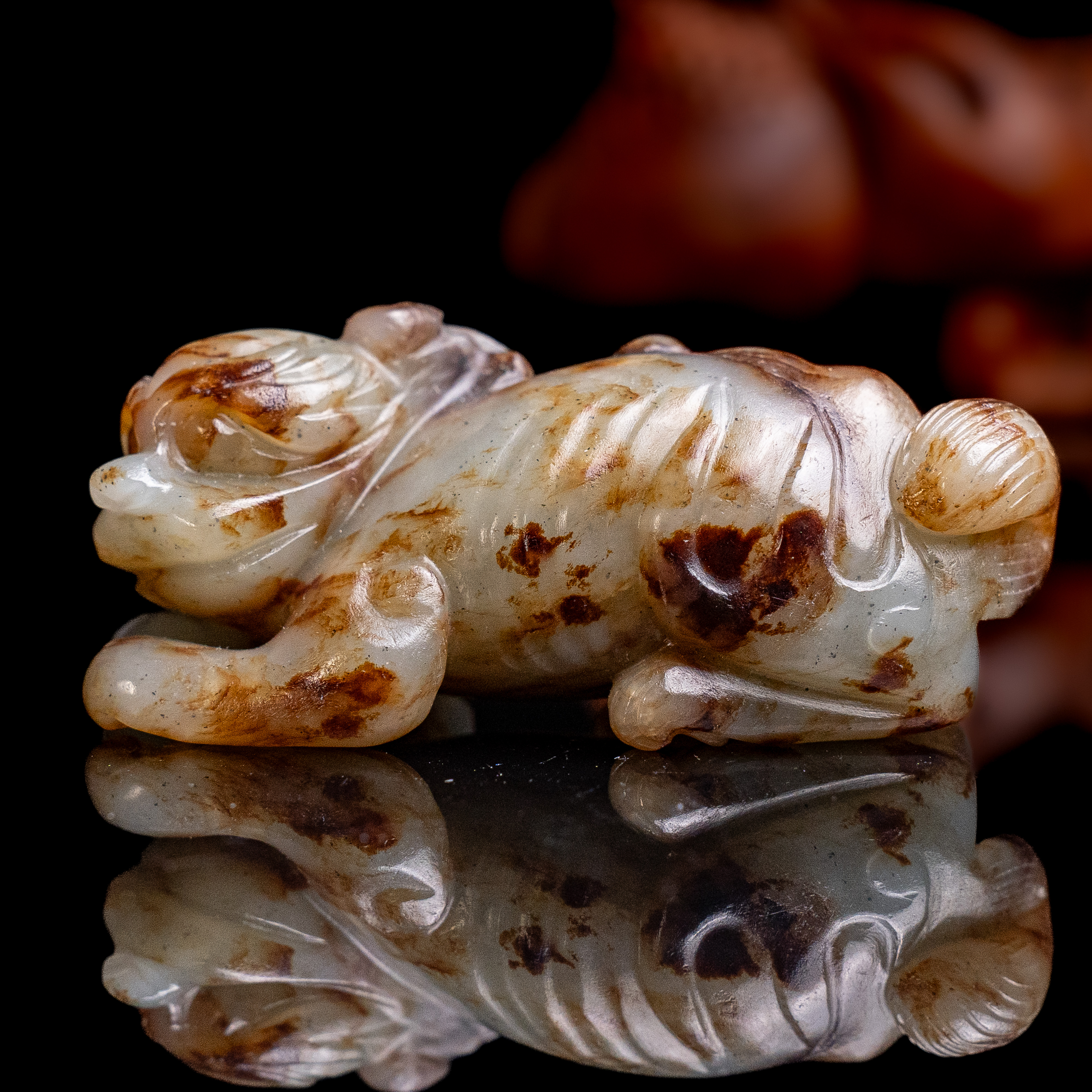 明代和田玉瑞兽把件-CS