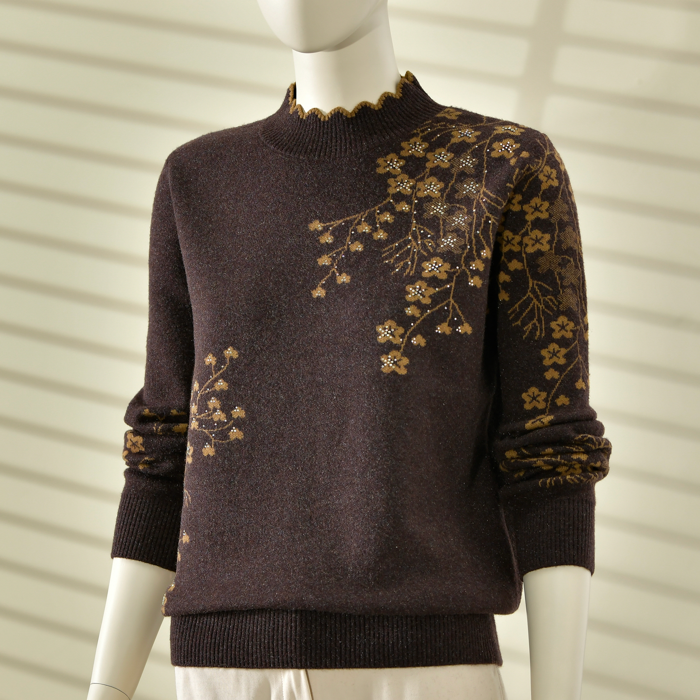 2025秋冬新款木耳边半高领毛衣女百搭时尚简约洋气气质针织打底衫