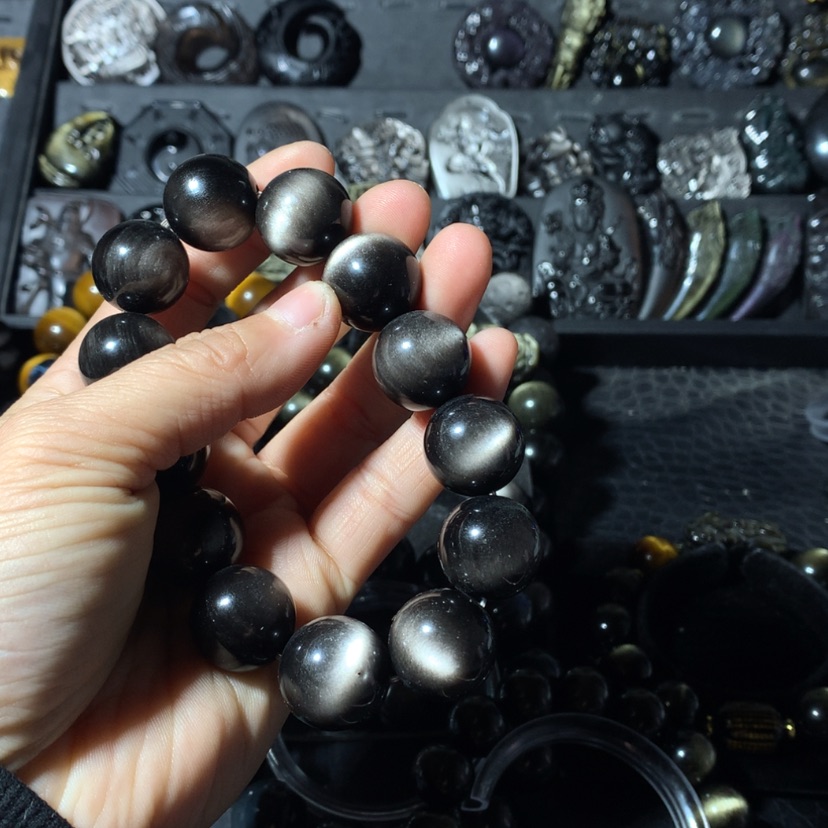 【闪购商品】黑曜岩手串未镶嵌油****长
