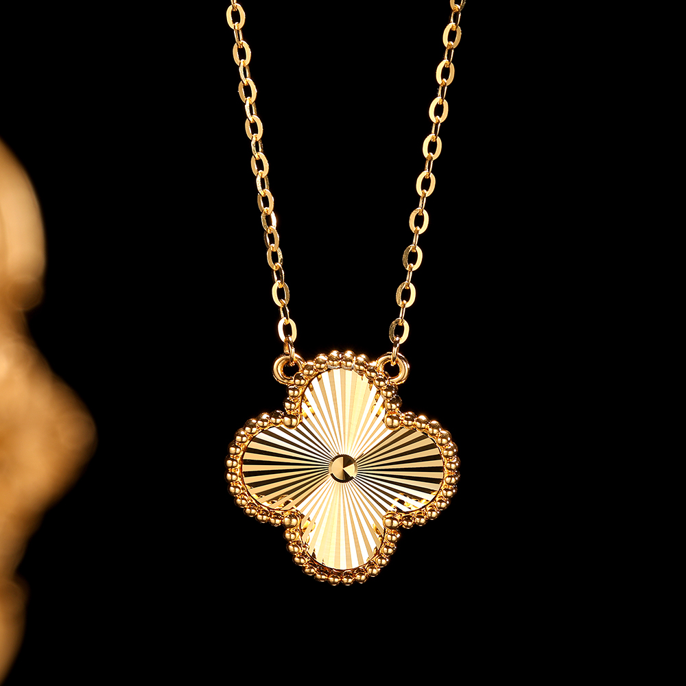 【婷婷专属】18k金镶镭射闪面套链轻奢气质时尚百搭经典金色素款