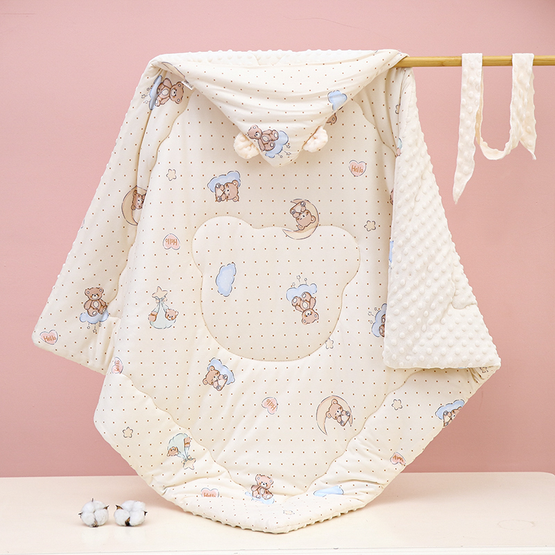 新生儿抱被春夏秋冬婴儿包被产房豆豆绒安抚被抱毯