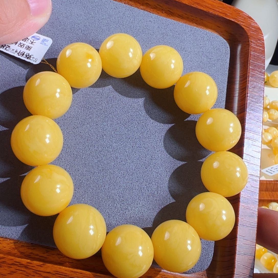 未镶嵌琥珀裸石18+同料焦皮手串