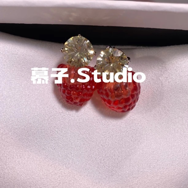 铜合金锆石耳饰 韩版树莓锆石耳钉百搭耳环