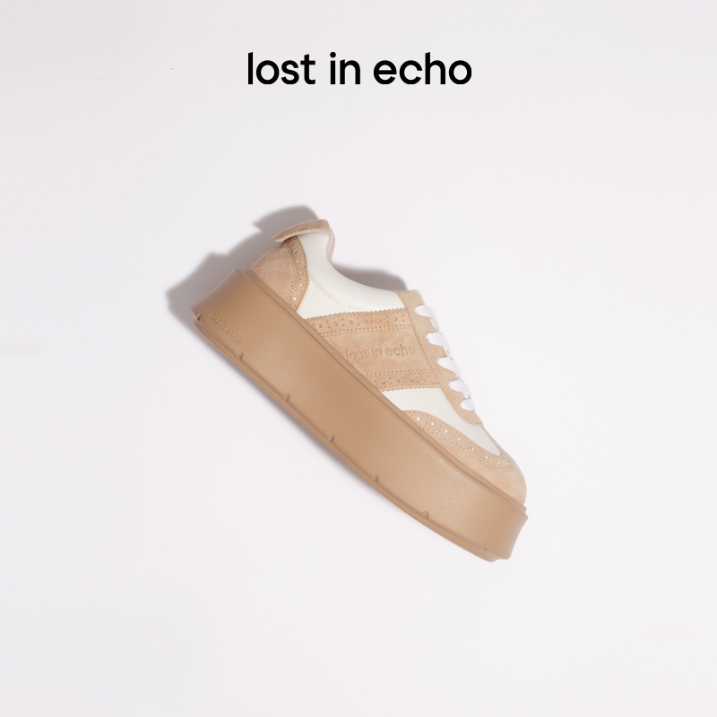 lost in echo2025小蛮同款时尚复古手工布洛克真皮厚底休闲鞋