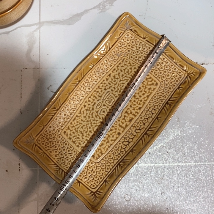 瓷片五厂虎皮釉花边长方盘