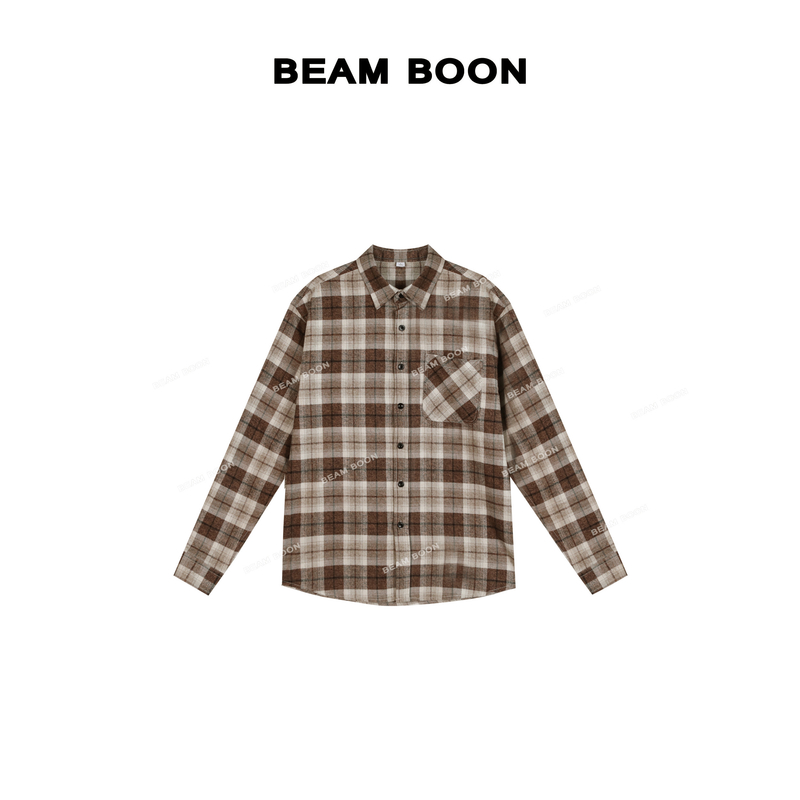 【胶片定格】男士复古格纹全棉舒适休闲经典翻领宽松长袖衬衣