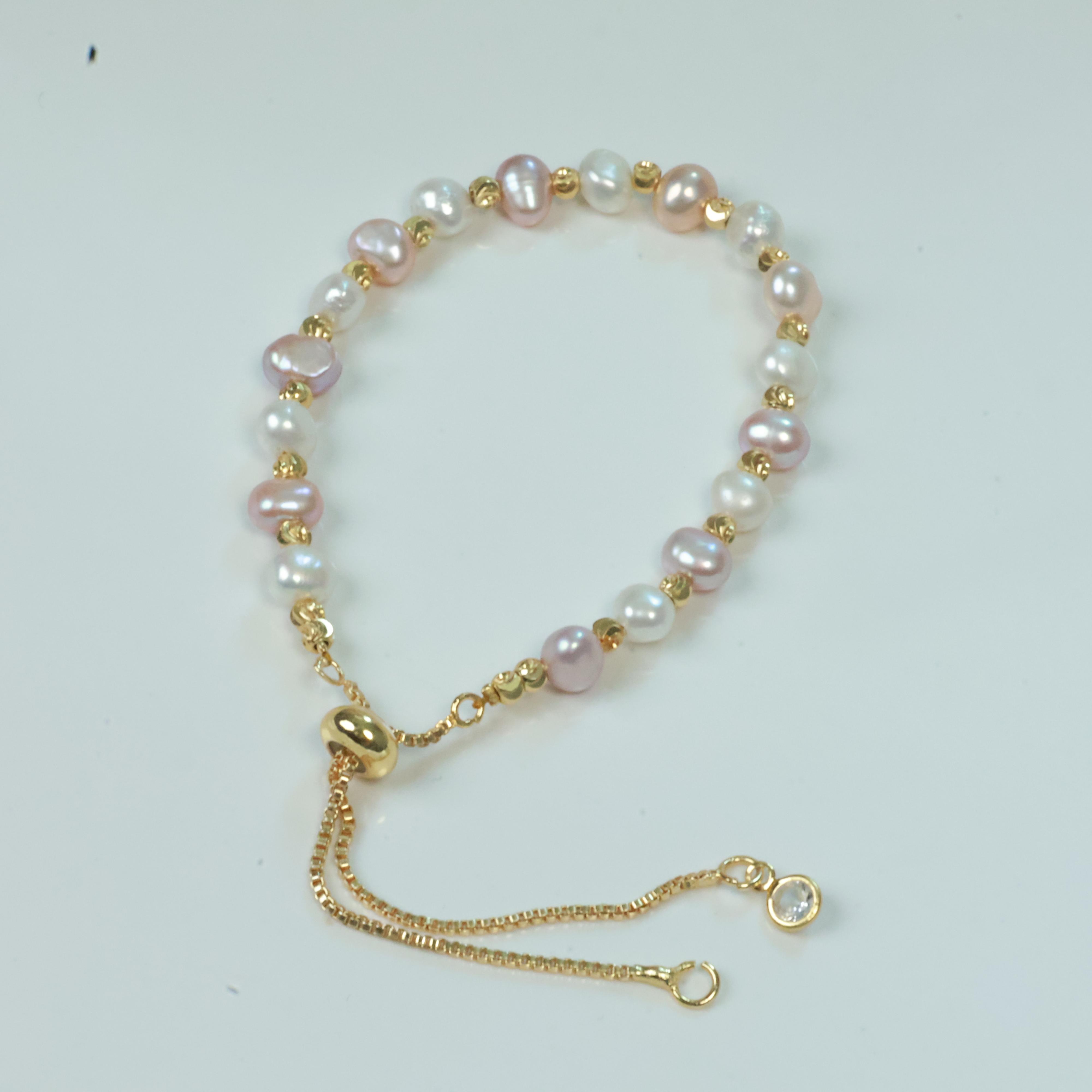 6-7mm巴洛克淡水珍珠手链轻奢时尚抽拉可调节S24