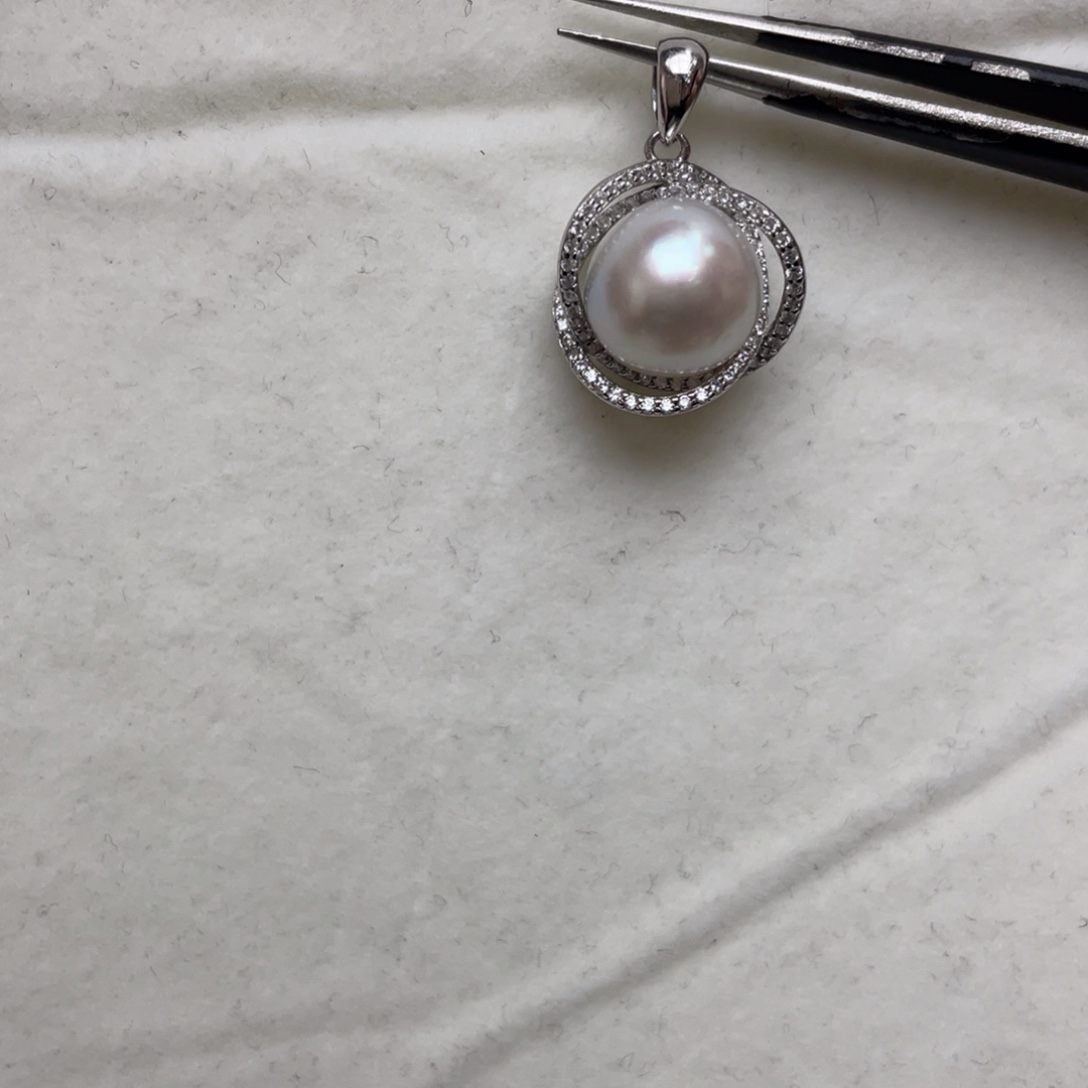 银S925镶嵌吊坠(不含链)海水珍珠