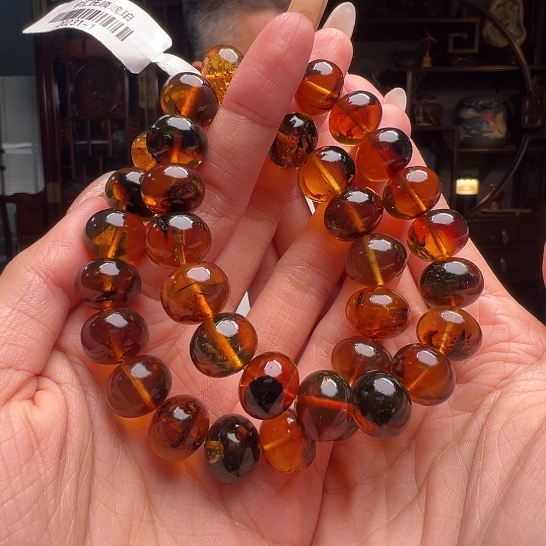 琥珀裸石未镶嵌抚顺琥珀20231-1多样性发其一13mm