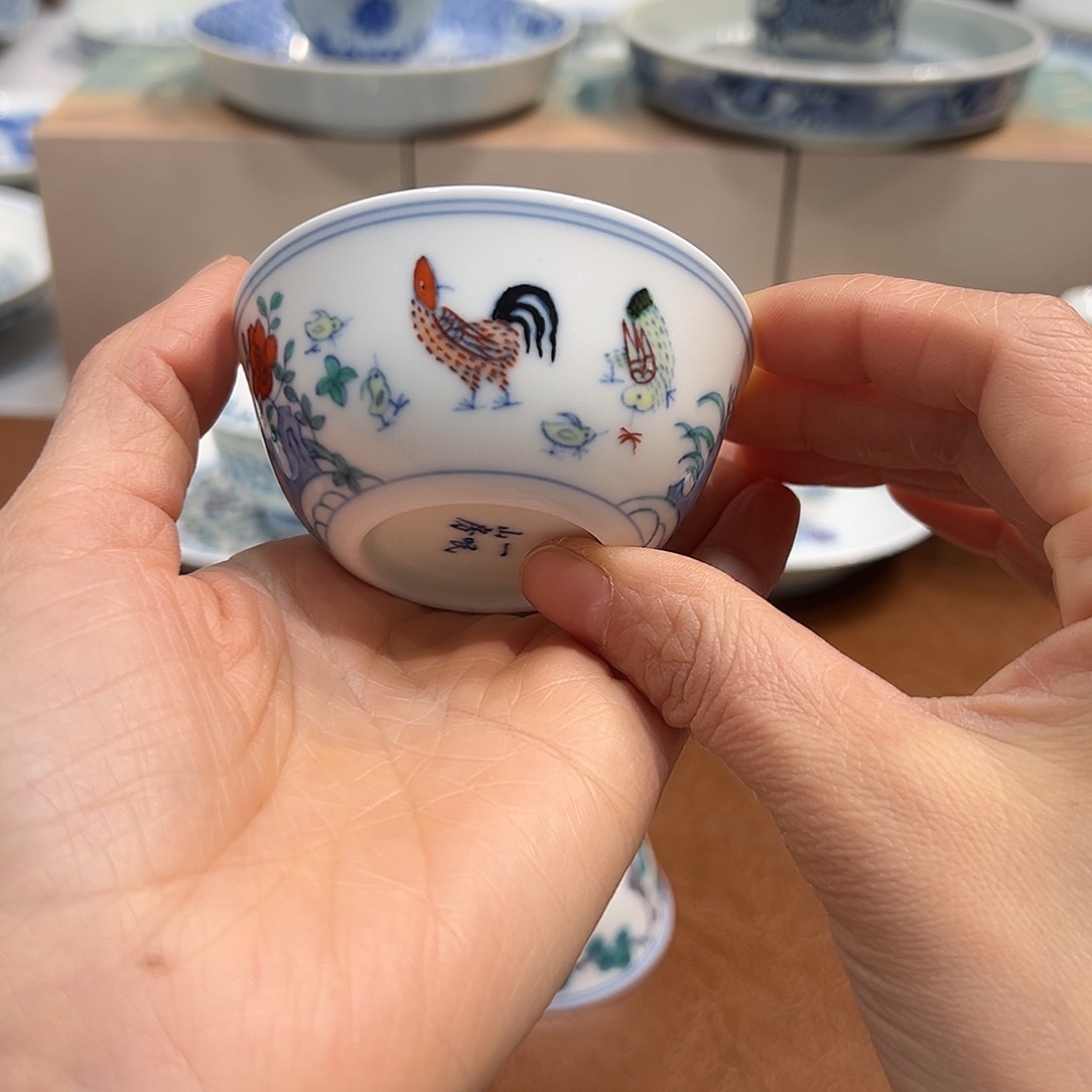 杯子斗彩鸡缸杯60毫升