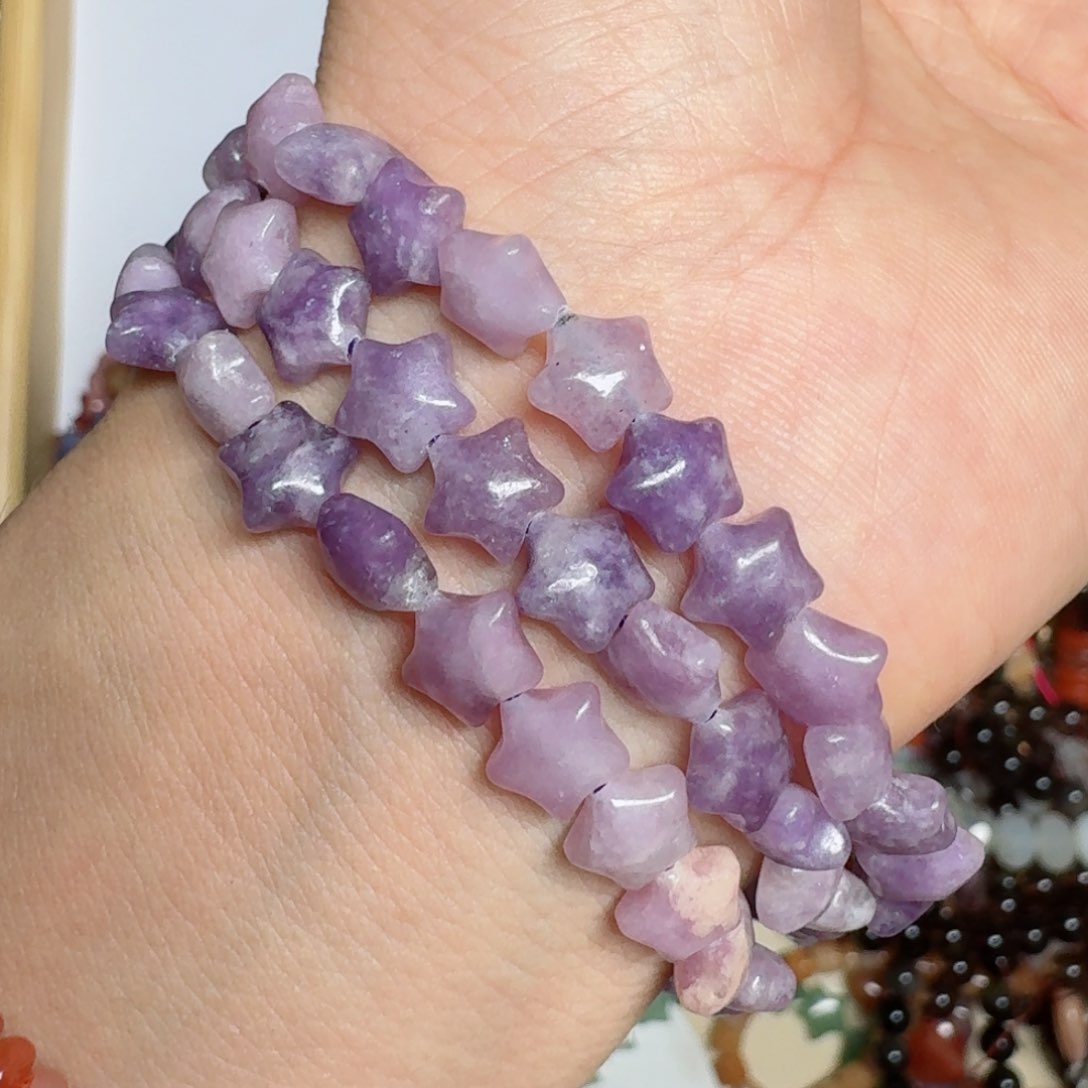 玛瑙/玉髓合金珠宝半成品6紫星石星星一条