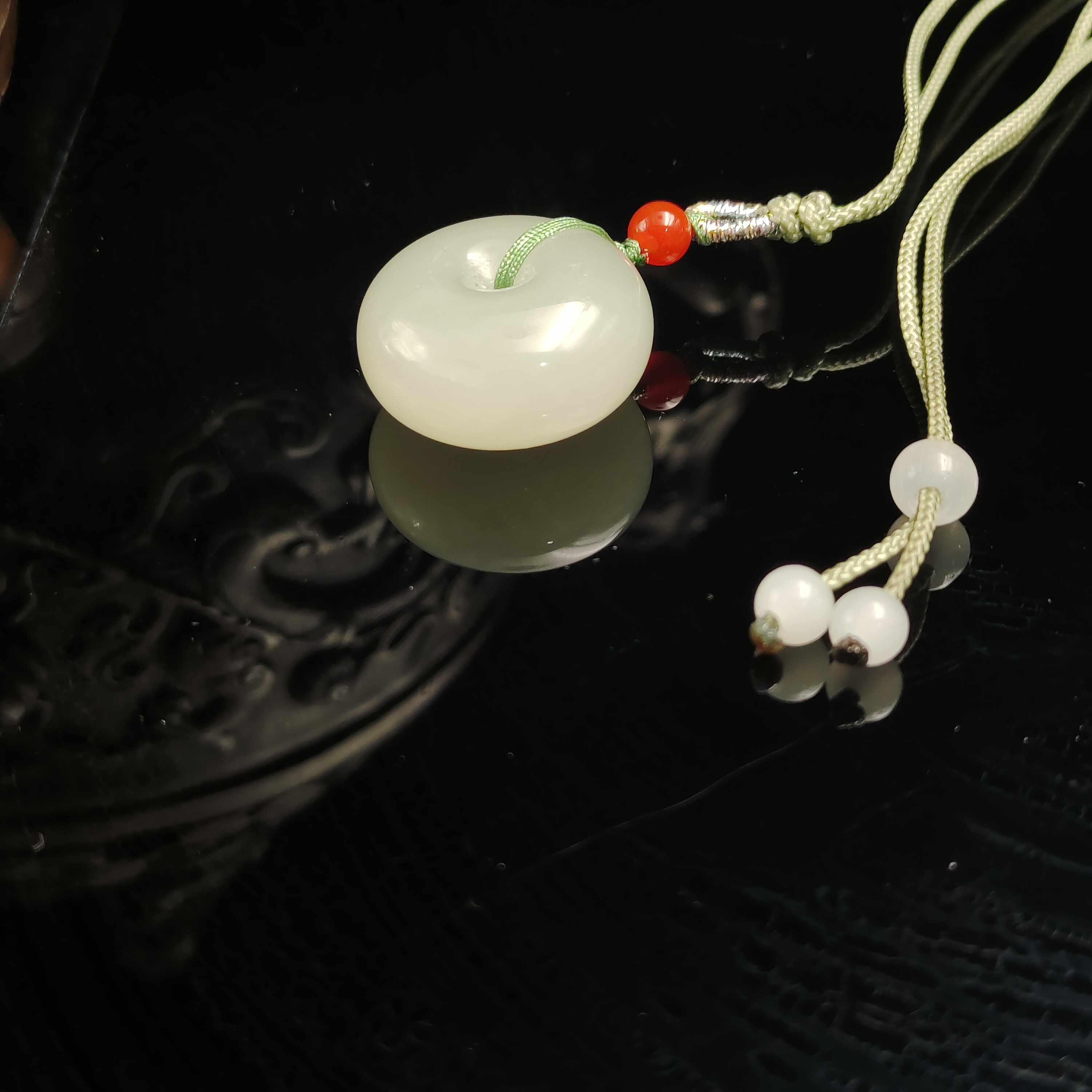 天然和田玉青白玉平安扣7g