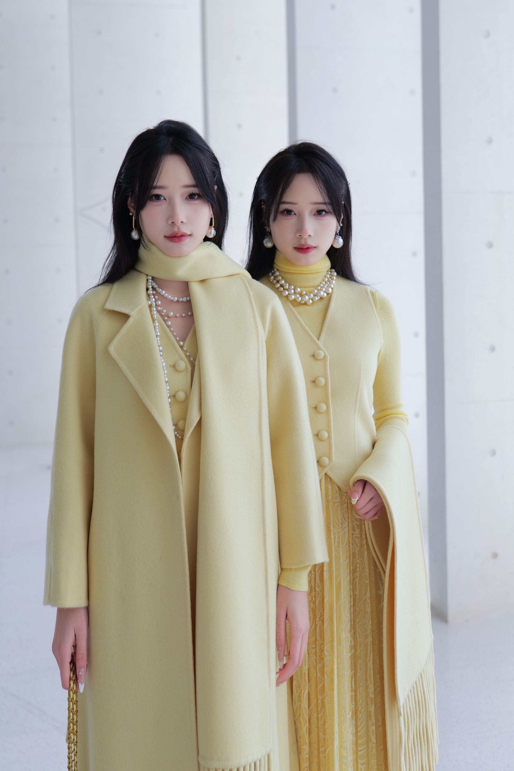 【柠檬】素色双面呢羊毛长大衣