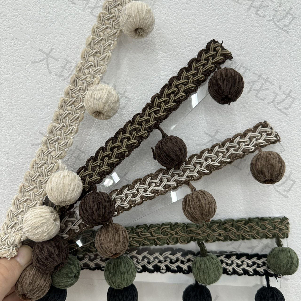 大班窗帘花边辅料雪尼尔大木珠欧式复古立边多色简约客厅装饰花边