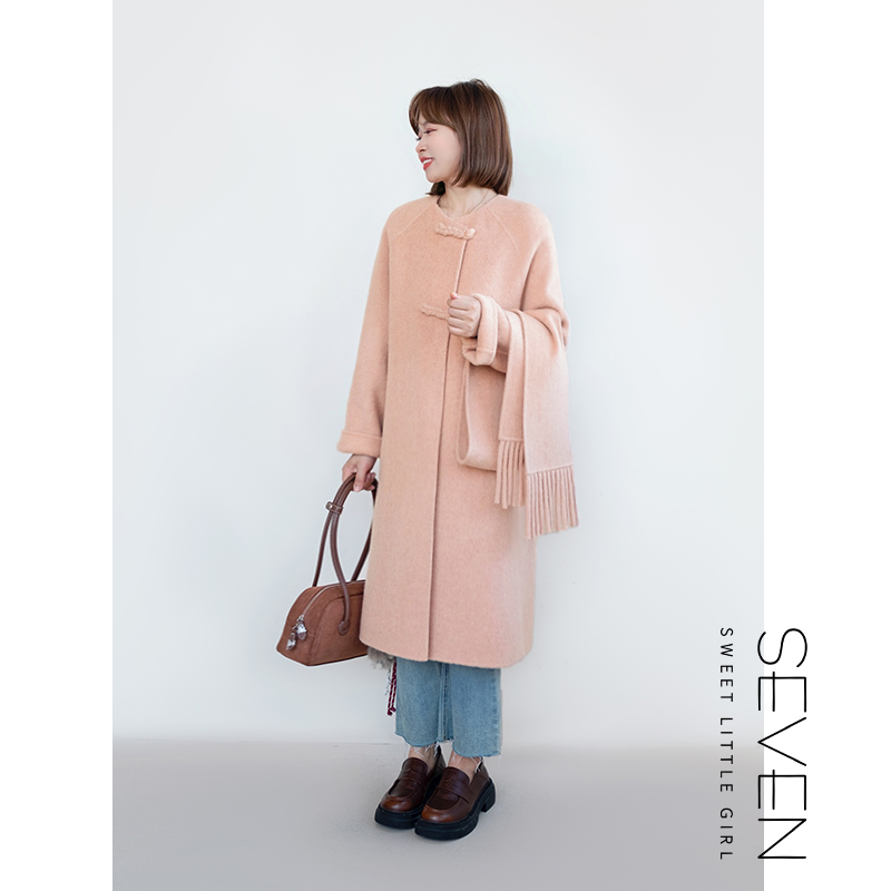 282⑧七七146小个子双面呢围脖羊毛大衣女士冬款小美说只能干洗