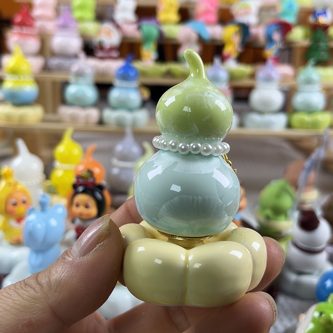 陶景德镇陶瓷底座转转上黄下蓝