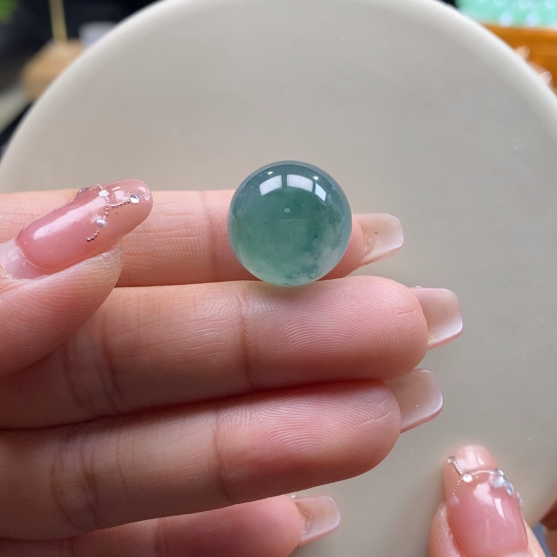 翡翠吊坠(不含链)未镶嵌翡翠冰胶蓝绿花珠卡17.3