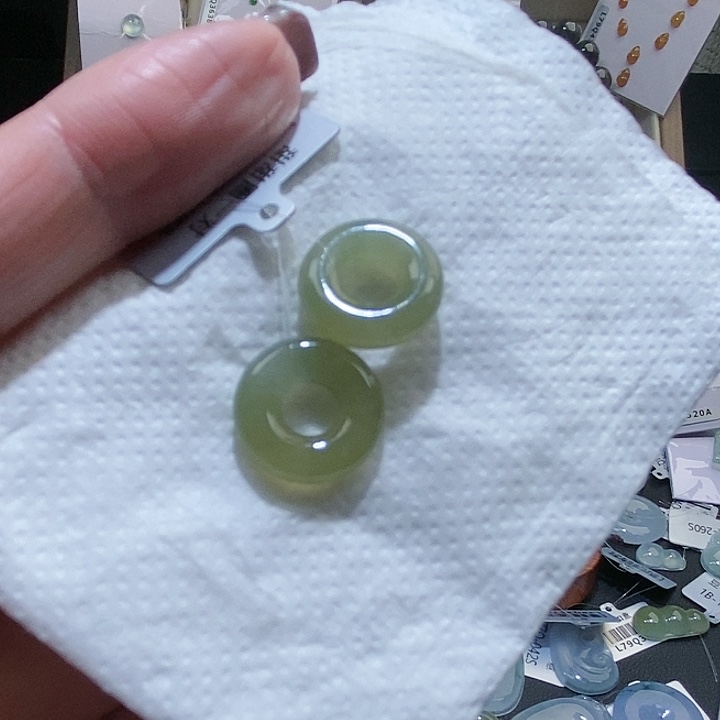 翡翠未镶嵌耳饰高冰茶棕甜甜圈耳饰