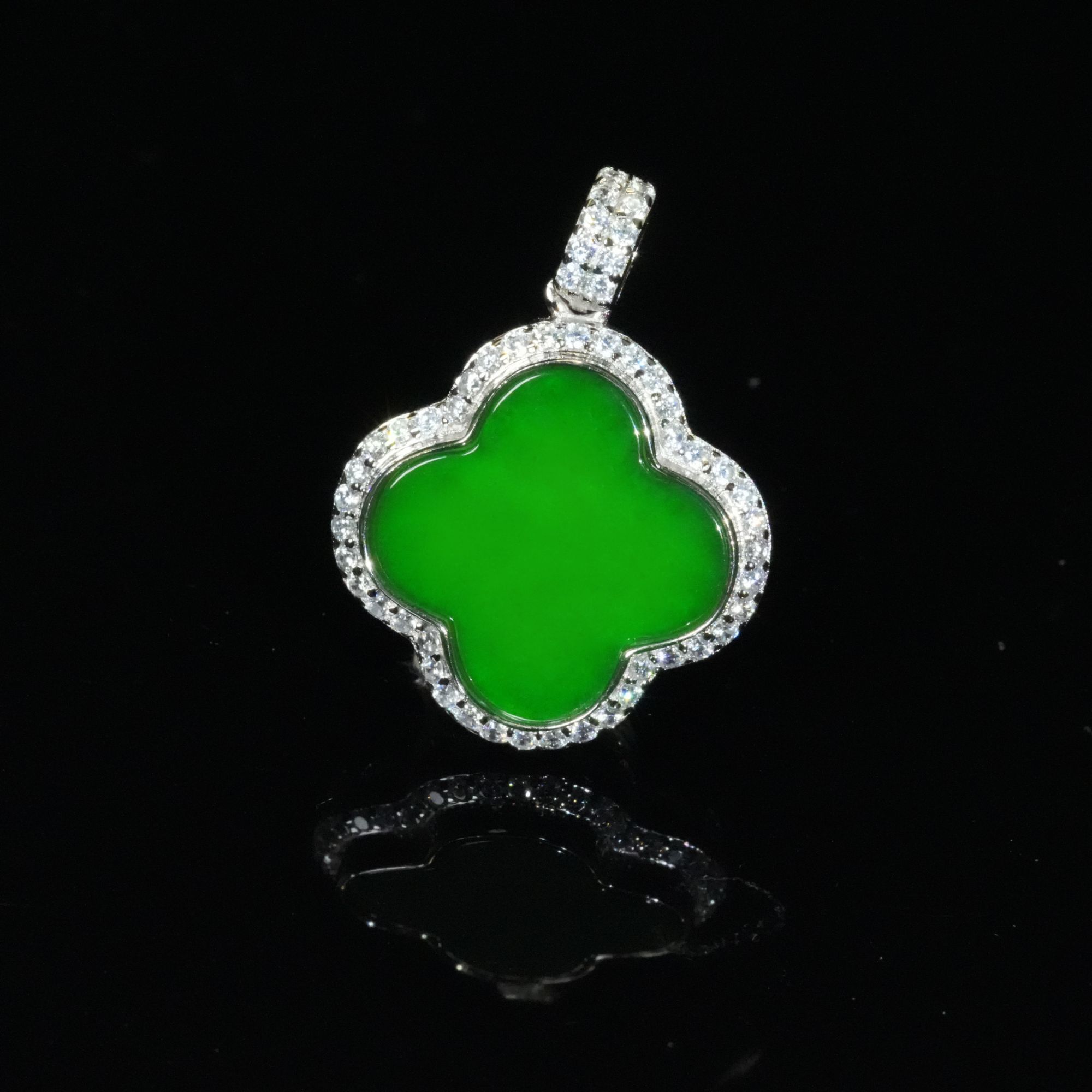 【小胖翡翠】天然A货翡翠幸运草翡翠吊坠绿色轻奢（不含链）多样性发1